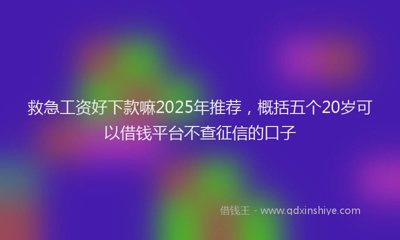 救急工资好下款嘛2025年推荐，概括五个20岁可以借钱平台不查征信的口子