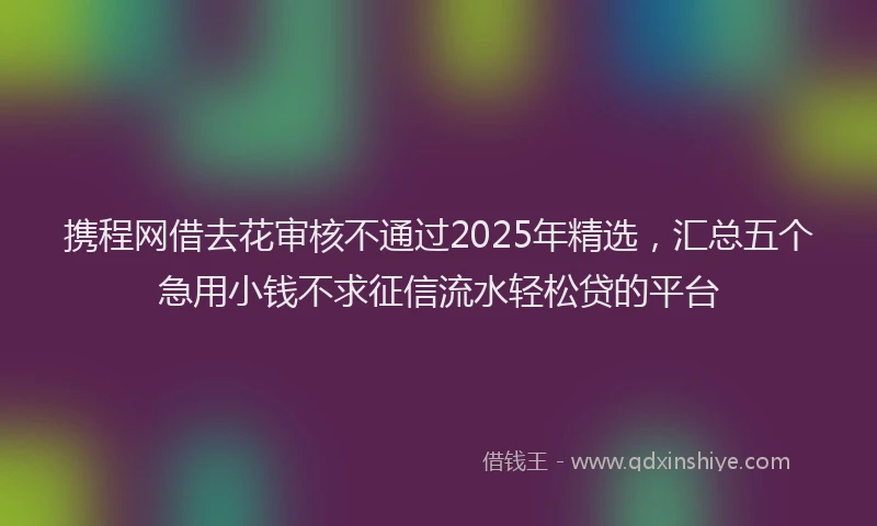 携程网借去花审核不通过2025年精选，汇总五个急用小钱不求征信流水轻松贷的平台