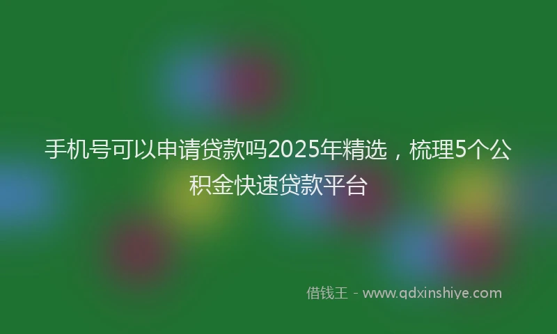 手机号可以申请贷款吗2025年精选，梳理5个公积金快速贷款平台