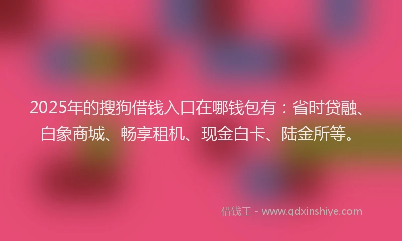 2025年的搜狗借钱入口在哪钱包有：省时贷融、白象商城、畅享租机、现金白卡、陆金所等。