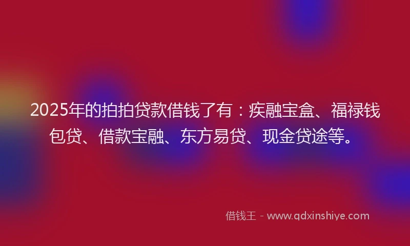 2025年的拍拍贷款借钱了有：疾融宝盒、福禄钱包贷、借款宝融、东方易贷、现金贷途等。