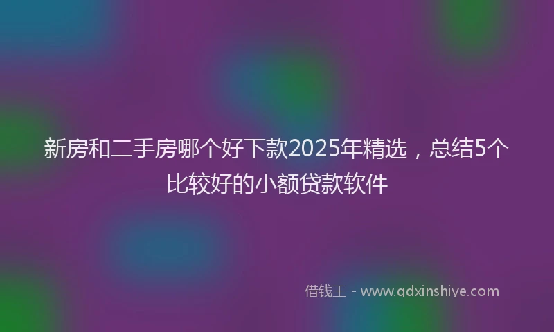 新房和二手房哪个好下款2025年精选，总结5个比较好的小额贷款软件