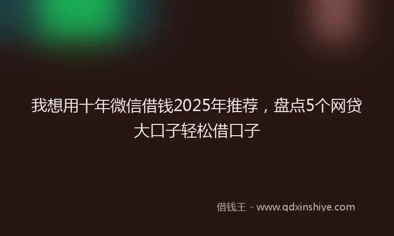 我想用十年微信借钱2025年推荐，盘点5个网贷大口子轻松借口子