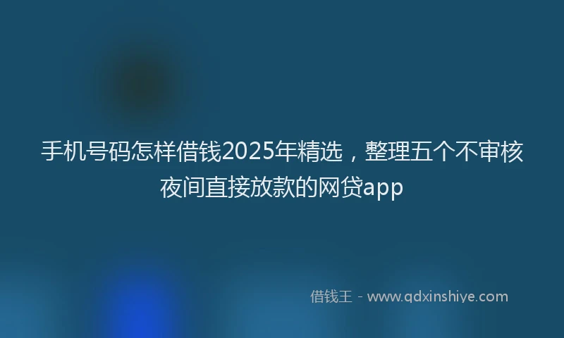 手机号码怎样借钱2025年精选，整理五个不审核夜间直接放款的网贷app