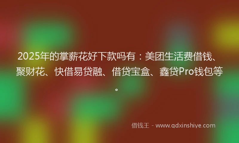2025年的掌薪花好下款吗有：美团生活费借钱、聚财花、快借易贷融、借贷宝盒、鑫贷Pro钱包等。