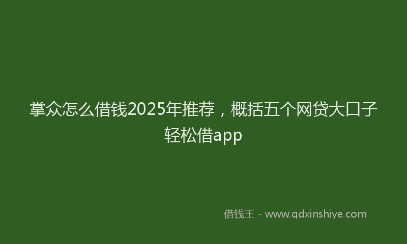 掌众怎么借钱2025年推荐，概括五个网贷大口子轻松借app