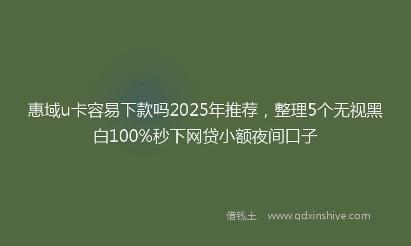 惠域u卡容易下款吗2025年推荐，整理5个无视黑白100%秒下网贷小额夜间口子
