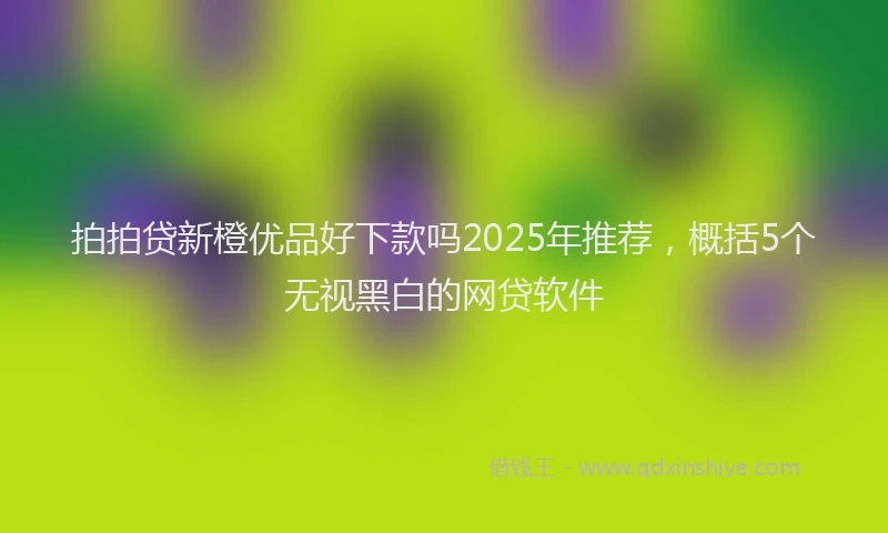 拍拍贷新橙优品好下款吗2025年推荐，概括5个无视黑白的网贷软件