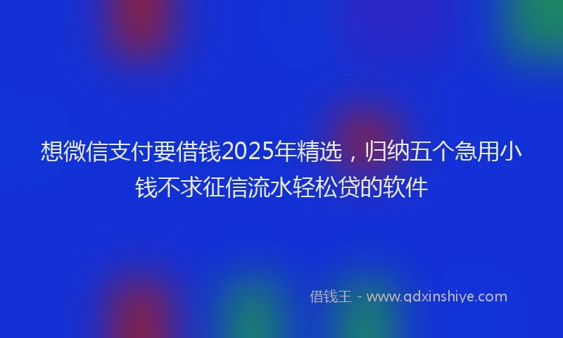 想微信支付要借钱2025年精选，归纳五个急用小钱不求征信流水轻松贷的软件