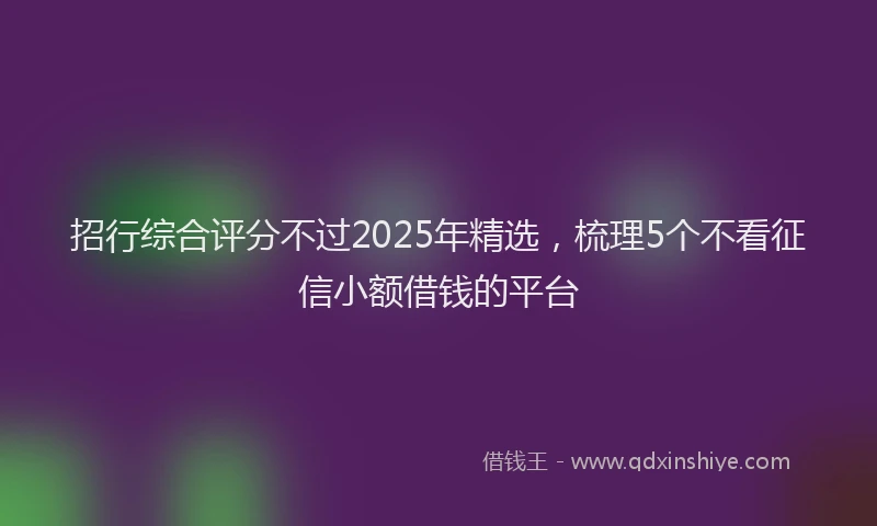 招行综合评分不过2025年精选，梳理5个不看征信小额借钱的平台