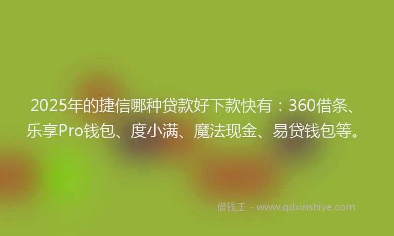 2025年的捷信哪种贷款好下款快有：360借条、乐享Pro钱包、度小满、魔法现金、易贷钱包等。