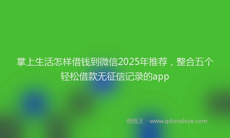 掌上生活怎样借钱到微信2025年推荐，整合五个轻松借款无征信记录的app