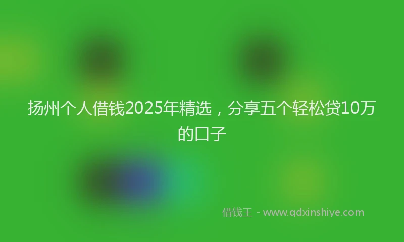 扬州个人借钱2025年精选，分享五个轻松贷10万的口子