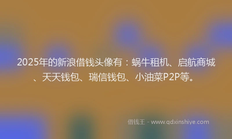 2025年的新浪借钱头像有：蜗牛租机、启航商城、天天钱包、瑞信钱包、小油菜P2P等。