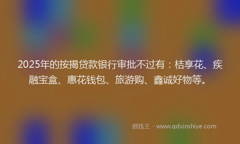2025年的按揭贷款银行审批不过有：桔享花、疾融宝盒、惠花钱包、旅游购、鑫诚好物等。