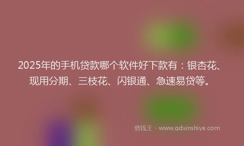 2025年的手机贷款哪个软件好下款有：银杏花、现用分期、三枝花、闪银通、急速易贷等。
