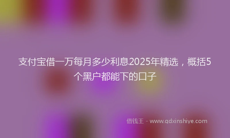 支付宝借一万每月多少利息2025年精选，概括5个黑户都能下的口子