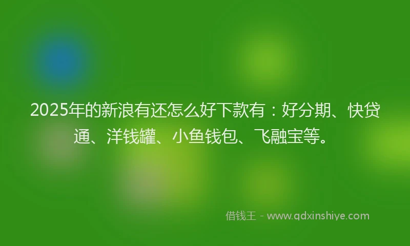 2025年的新浪有还怎么好下款有：好分期、快贷通、洋钱罐、小鱼钱包、飞融宝等。