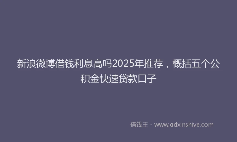 新浪微博借钱利息高吗2025年推荐，概括五个公积金快速贷款口子