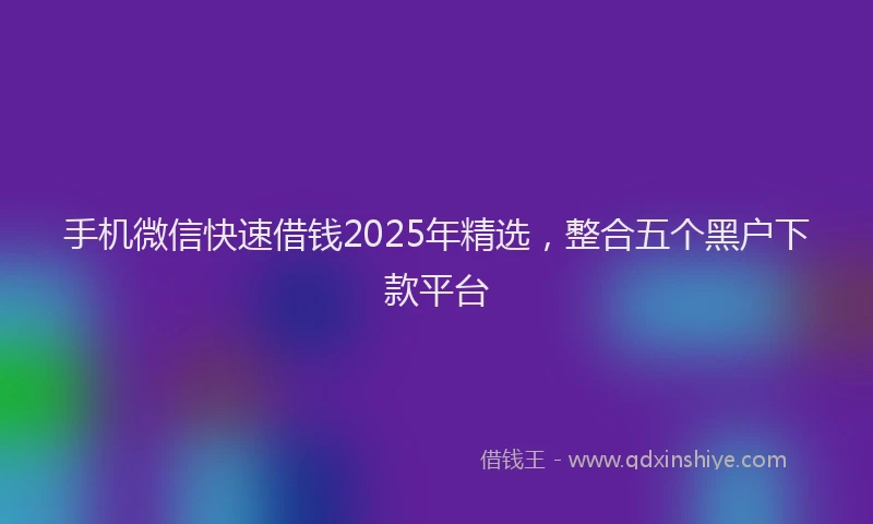 手机微信快速借钱2025年精选，整合五个黑户下款平台