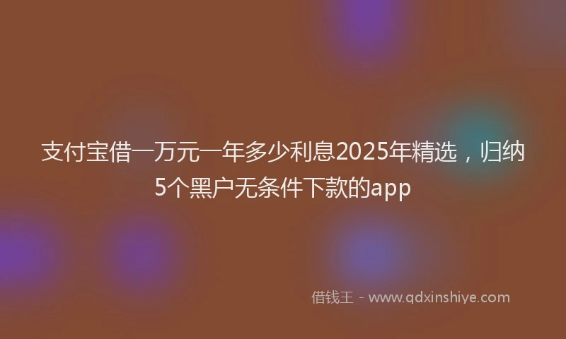 支付宝借一万元一年多少利息2025年精选，归纳5个黑户无条件下款的app