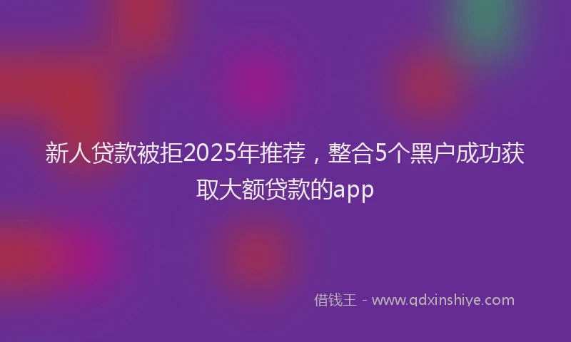 新人贷款被拒2025年推荐，整合5个黑户成功获取大额贷款的app