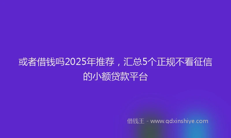 或者借钱吗2025年推荐，汇总5个正规不看征信的小额贷款平台