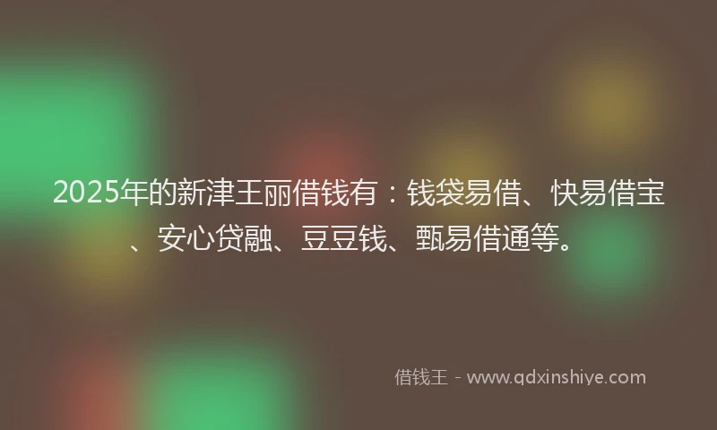 2025年的新津王丽借钱有：钱袋易借、快易借宝、安心贷融、豆豆钱、甄易借通等。