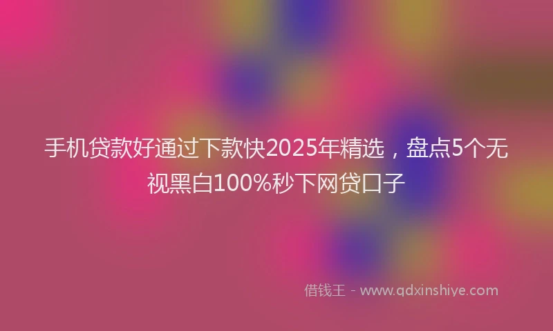 手机贷款好通过下款快2025年精选，盘点5个无视黑白100%秒下网贷口子
