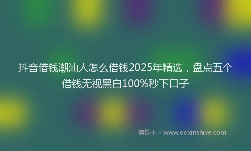 抖音借钱潮汕人怎么借钱2025年精选，盘点五个借钱无视黑白100%秒下口子