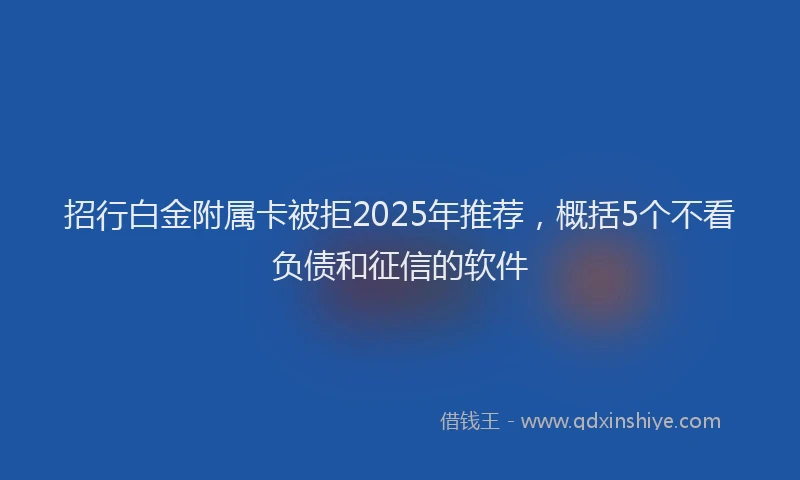招行白金附属卡被拒2025年推荐，概括5个不看负债和征信的软件
