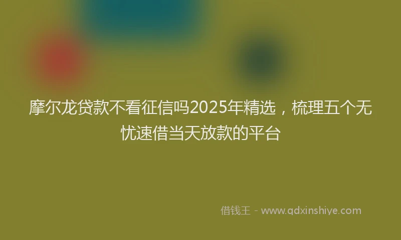 摩尔龙贷款不看征信吗2025年精选，梳理五个无忧速借当天放款的平台