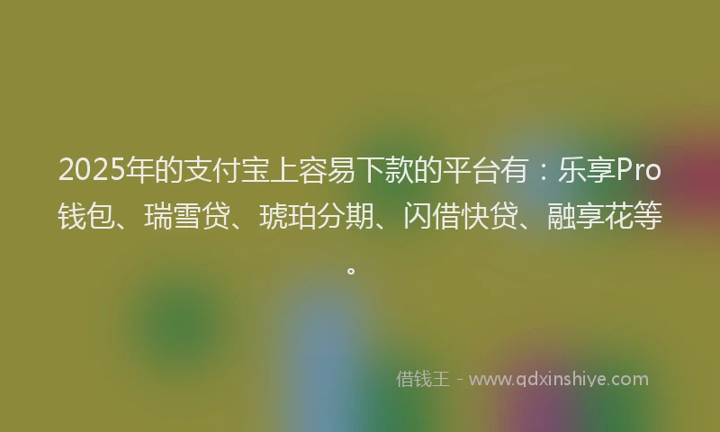 2025年的支付宝上容易下款的平台有：乐享Pro钱包、瑞雪贷、琥珀分期、闪借快贷、融享花等。
