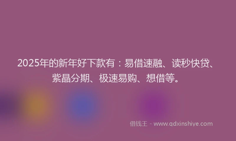 2025年的新年好下款有：易借速融、读秒快贷、紫晶分期、极速易购、想借等。