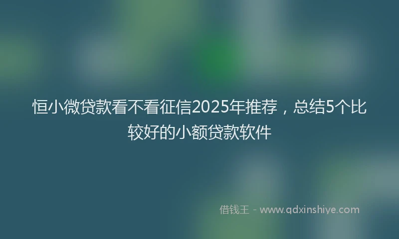 恒小微贷款看不看征信2025年推荐，总结5个比较好的小额贷款软件