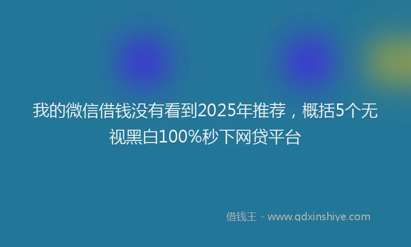 我的微信借钱没有看到2025年推荐，概括5个无视黑白100%秒下网贷平台