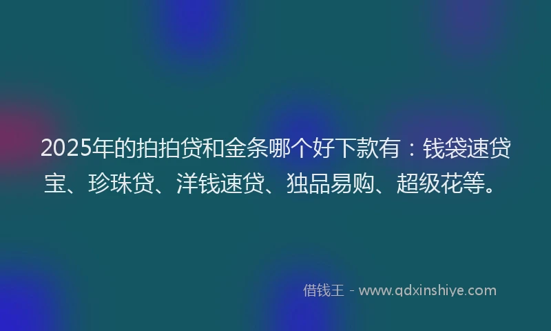 2025年的拍拍贷和金条哪个好下款有：钱袋速贷宝、珍珠贷、洋钱速贷、独品易购、超级花等。