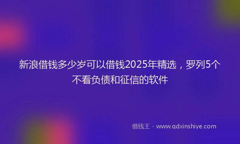 新浪借钱多少岁可以借钱2025年精选，罗列5个不看负债和征信的软件