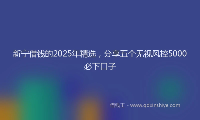 新宁借钱的2025年精选，分享五个无视风控5000必下口子