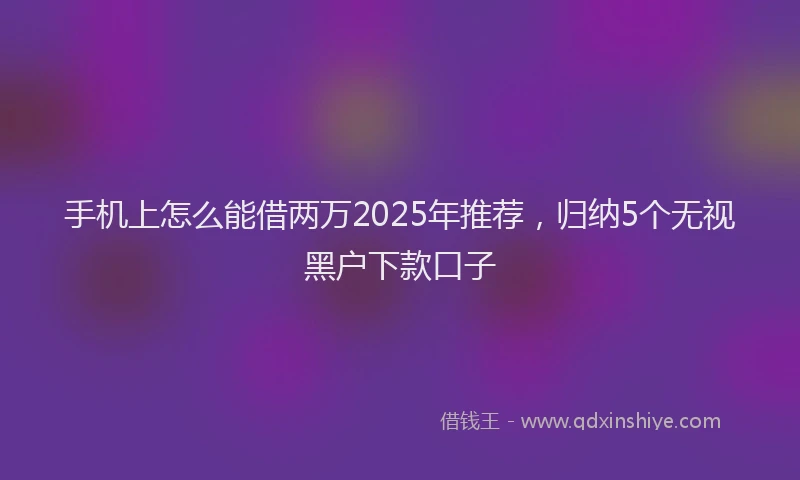 手机上怎么能借两万2025年推荐，归纳5个无视黑户下款口子