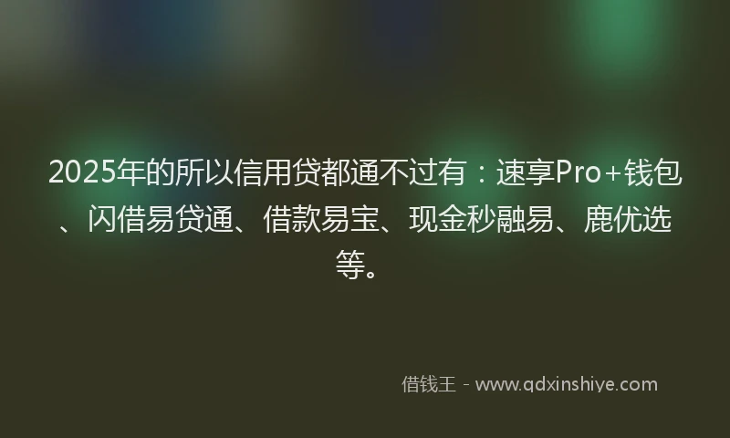 2025年的所以信用贷都通不过有：速享Pro+钱包、闪借易贷通、借款易宝、现金秒融易、鹿优选等。