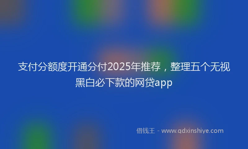支付分额度开通分付2025年推荐，整理五个无视黑白必下款的网贷app