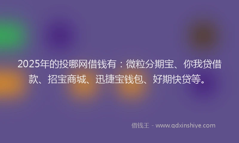 2025年的投哪网借钱有：微粒分期宝、你我贷借款、招宝商城、迅捷宝钱包、好期快贷等。