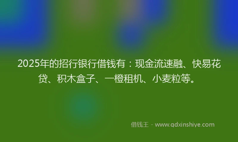2025年的招行银行借钱有：现金流速融、快易花贷、积木盒子、一橙租机、小麦粒等。