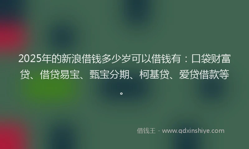 2025年的新浪借钱多少岁可以借钱有：口袋财富贷、借贷易宝、甄宝分期、柯基贷、爱贷借款等。