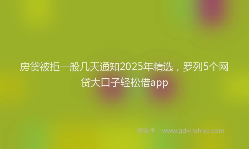 房贷被拒一般几天通知2025年精选，罗列5个网贷大口子轻松借app