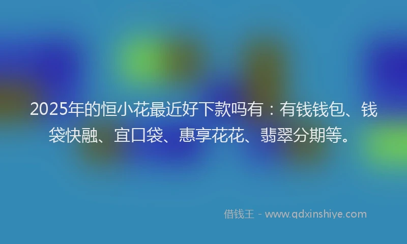 2025年的恒小花最近好下款吗有：有钱钱包、钱袋快融、宜口袋、惠享花花、翡翠分期等。