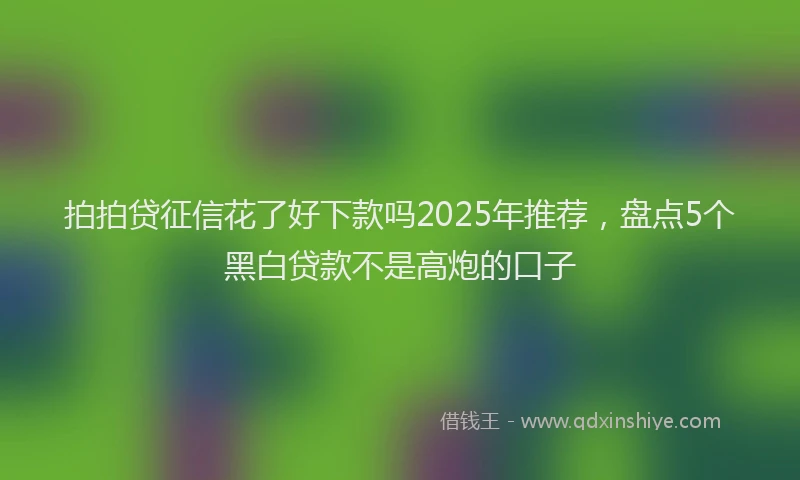 拍拍贷征信花了好下款吗2025年推荐，盘点5个黑白贷款不是高炮的口子