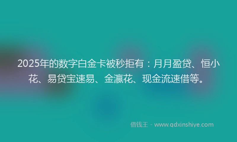 2025年的数字白金卡被秒拒有：月月盈贷、恒小花、易贷宝速易、金瀛花、现金流速借等。