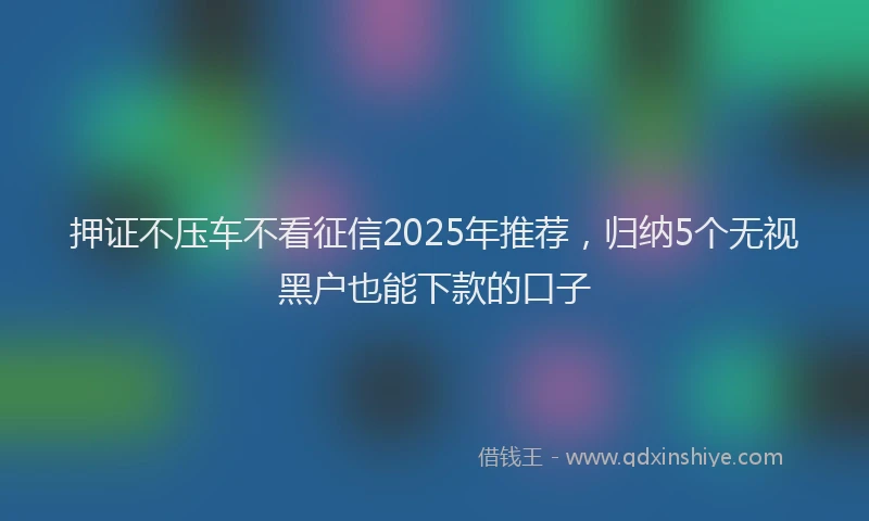 押证不压车不看征信2025年推荐，归纳5个无视黑户也能下款的口子